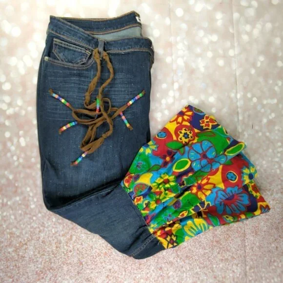 60's Flower Child Handmade Vest and Bell Bottom Jean Costume, Women's XL - Picture 10 of 14